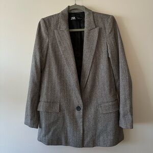 Zara Herringbone Blazer